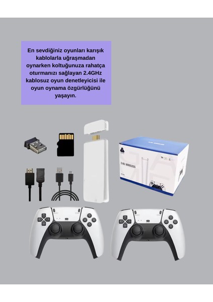 HDMI Çıkışlı Kablosuz 2 Kollu 4K Retro Oyun Kutusu fırsatları