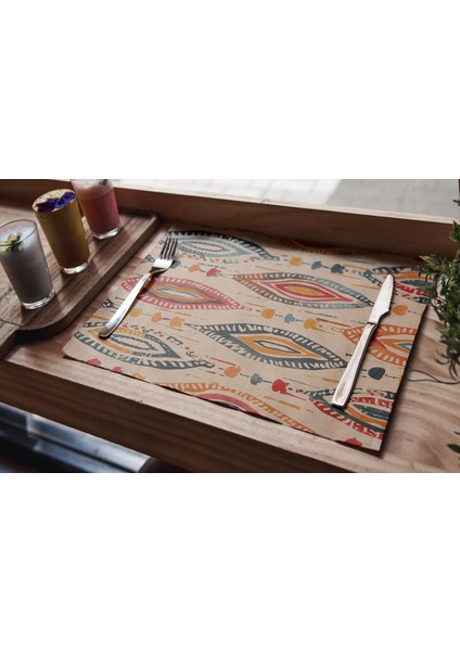 Renkli Desenli Yıkanabilir Dikdörtgen Amerikan Servis modelleri