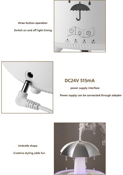 Aromaterapi Nemlendirici Şemsiye Su Damlası Hava Nemlendirici Renkli Işık Aroma Uçucu Yağ Difüzör Ingiltere Fiş A (Yurt Dışından) modelleri