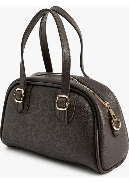 Suni Deri Fermuarlı Saplı Askılı Metal Aksesuarlı Omuz Çantası fırsatları