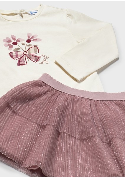 Kız Bebek 3’lü Takım (1-4 Yaş) – Ekru Bluz, Pembe Ceket ve Etek fırsatları