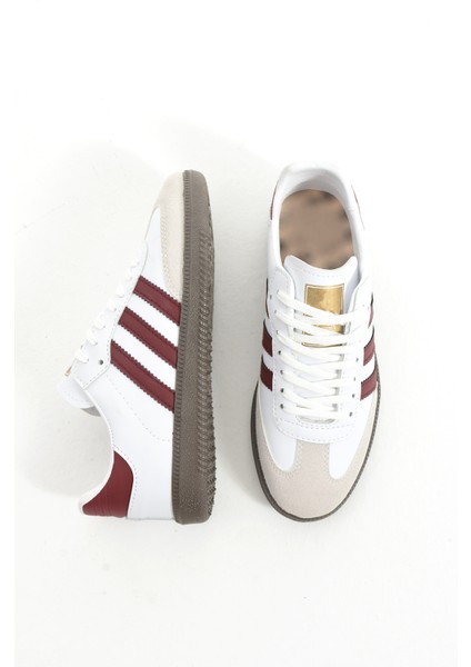 Şeritli Ince Taban Bağcıklı Trend Kadın Spor Ayakkabı