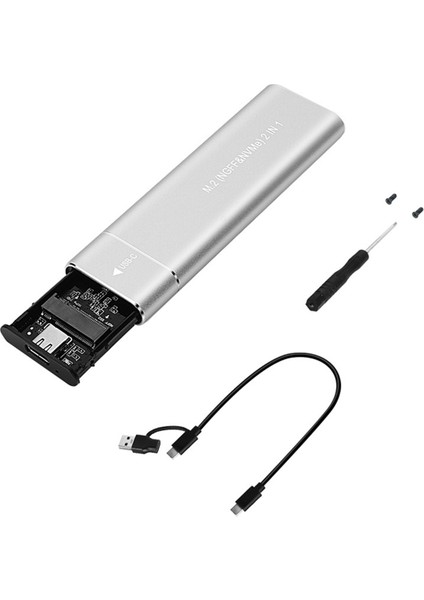 M2 SSD Kutusu M.2 Nvme Sata SSD Muhafazası USB 3.1 Tip C Gen2 10 Gbps Aletsiz M.2 Nvme Ngff Katı Hal Sürücü Kutusu Gümüş (Yurt Dışından)