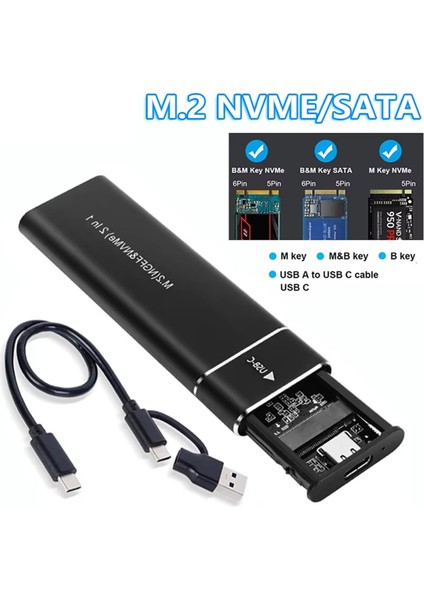 M2 SSD Kutusu M.2 Nvme Sata SSD Muhafazası USB 3.1 Tip C Gen2 10 Gbps Aletsiz M.2 Nvme Ngff Katı Hal Sürücü Kutusu Gümüş (Yurt Dışından) fiyatları