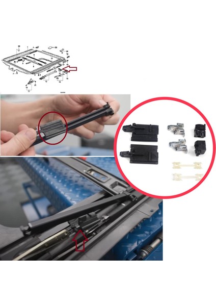BMW E36 E46 E38 54128119747 için 8 Parça Sunroof Kılavuz Ray Kaldırma Kolu Tamir Seti Sol Sağ fırsatları