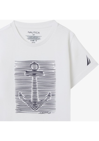 Erkek Çocuk Beyaz Regular Fit Baskılı T-Shirt