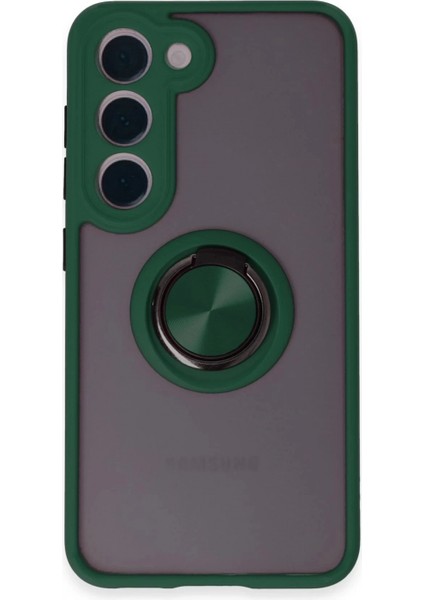 Samsung Galaxy S23 Kılıf Montreal Yüzüklü Silikon Kapak - Yeşil
