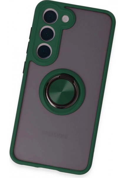 Samsung Galaxy S23 Kılıf Montreal Yüzüklü Silikon Kapak - Yeşil modelleri