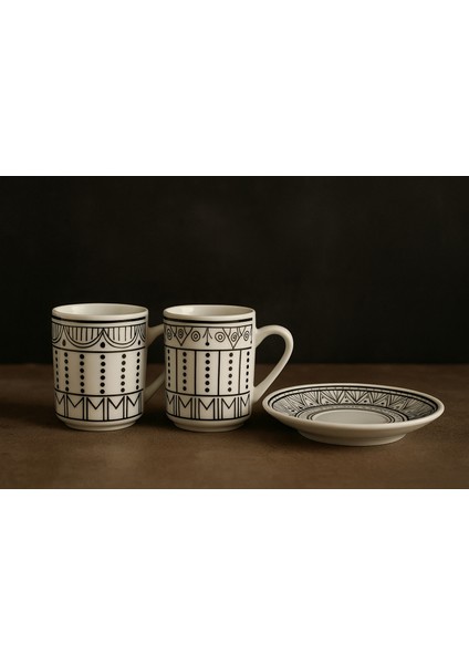 Newlife Porselen 2'li Kahve Fincan Takımı Özel Desenli