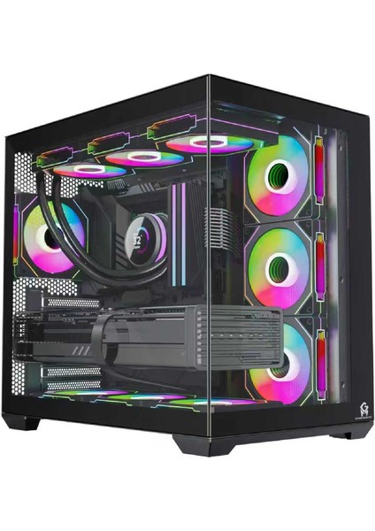 F7 Lite 7x Argb Fanlı Uzaktan Kumandalı Siyah Gaming Akvaryum Kasa