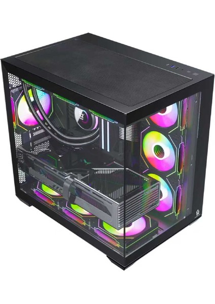 F7 Lite 7x Argb Fanlı Uzaktan Kumandalı Siyah Gaming Akvaryum Kasa modelleri