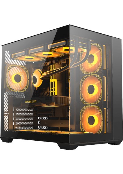 F7 Lite 7x Argb Fanlı Uzaktan Kumandalı Siyah Gaming Akvaryum Kasa indirimleri