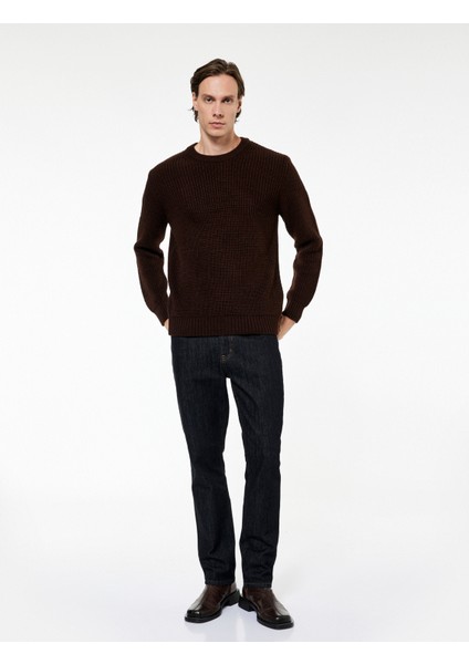 Uzun Kollu Dokulu Bisiklet Yaka Triko Kazak