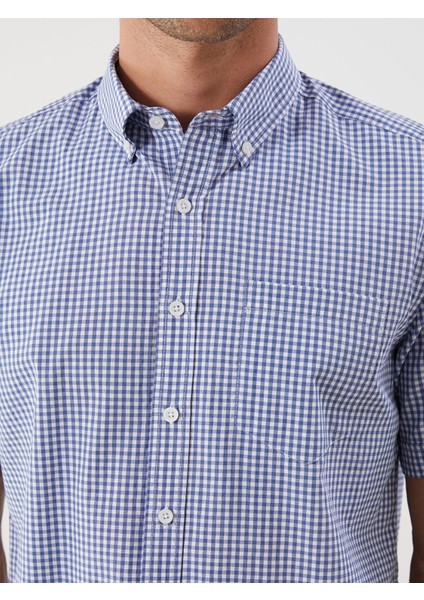 Yeni Sezon Regular Fit Kısa Kollu Ekose Poplin Erkek Gömlek modelleri