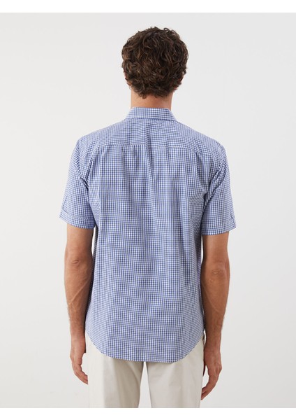 Yeni Sezon Regular Fit Kısa Kollu Ekose Poplin Erkek Gömlek fırsatları