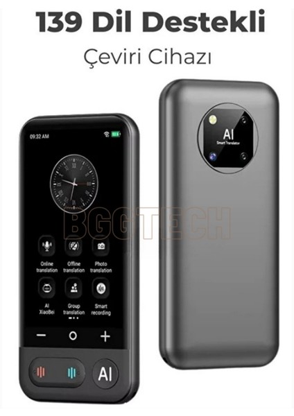 Chatgpt Entegre Akıllı Çeviri Cihazı 0.5 Sn Tepki Süresi Yapay Zeka Destekli 139 Dil Çevirmen