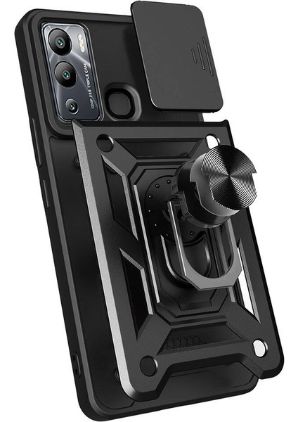 Infinix Hot 20I Kılıf Magnetik Standlı Kamera Korumalı Senk Sürgülü Vega Kapak-Mavi indirimleri