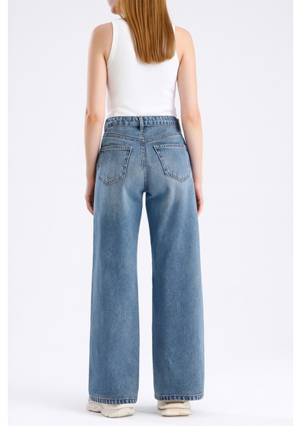 Paris 1003 Normal Bel Açık Mavi Wide Leg Jeans Kadın fırsatları