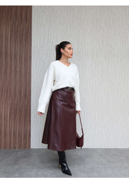 Kemerli Midi Deri Etek indirimleri