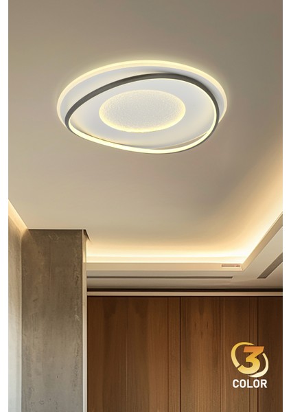 Venüs 50 cm Plafonyer LED Avize 3 Renk Işık Modlu (Beyaz / Sarı / Gün Işığı)