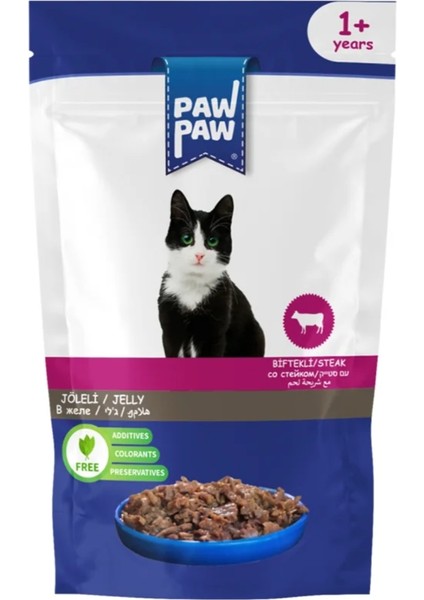 Paw Paw Kedi Yaş Mama Biftekli 85 gr 20 Ad modelleri