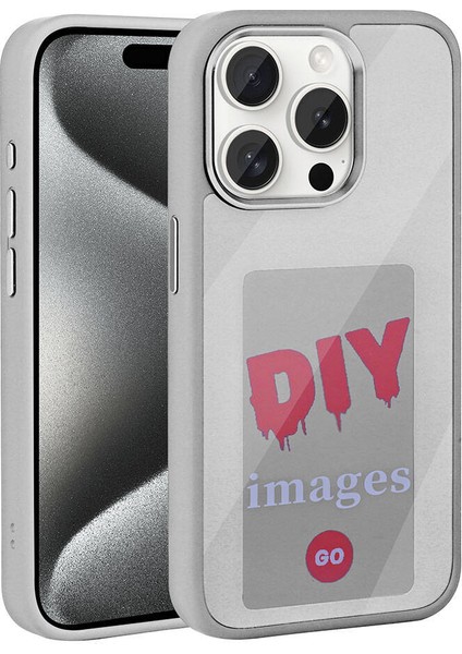 Apple iPhone 15 Pro Max Kılıf Ekranı Yansıtan Senk Akıllı Nfc Kapak-Gri