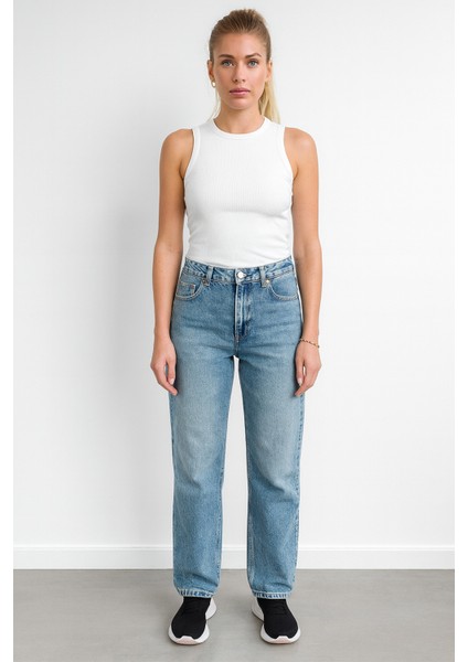 Lopez 1003 Normal Bel Açık Mavi Comfort Straight Jeans Kadın