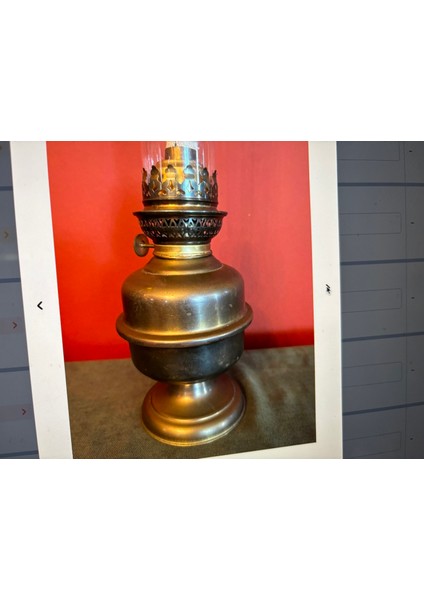 Antika Fransız Pirinç Gaz Lambası 43 cm Boyunda