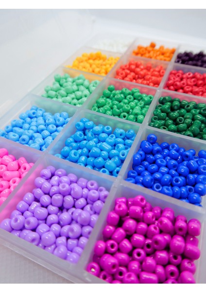 15 Bölmeli Dolu Dolu Kum Boncuk Seti Takı Yapım Başlangıç Seti ve 2 Adet Lastikli Misina modelleri