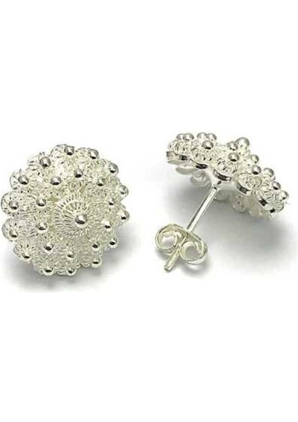 Kadın Gümüş Çivili Bereket Çiçeği Model Telkari Küpe 2020128 modelleri