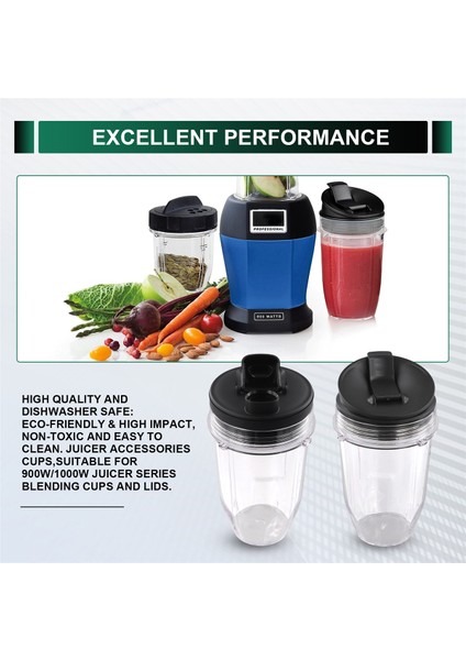 900W/1000W Ninja Meyve Seri Serisi Blender (2 Paket) Için Uygun 2 Sızdırmazlık Kapaklı Nutri Ninja 18 Oz Fincan Için (Yurt Dışından) indirimleri