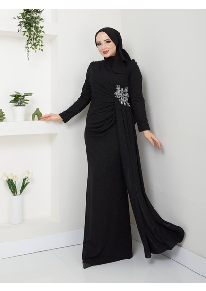 Simli Aksesuar Detaylı Abiye