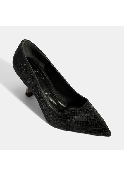Kadın Siyah Simli Topuklu Abiye Ayakkabı indirimleri