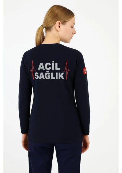 Acil Sağlık Yuvarlak Yaka Penye Uzun Kol Tshirt - Lacivert fiyatları