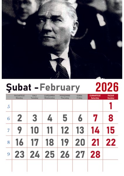 Takvim - Spiralli 12 Yaprak 32X47 cm - Atatürk Resimli Kuşe Kağıt Duvar TAKVIMI-2026 fırsatları
