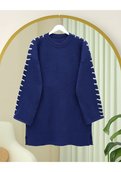 Kolları Ipli Çizgili Yumoş Triko Tunik