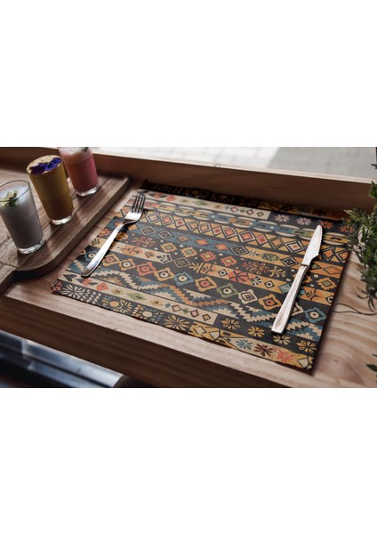 Çok Renkli Dikdörtgen Sofra Servisi modelleri