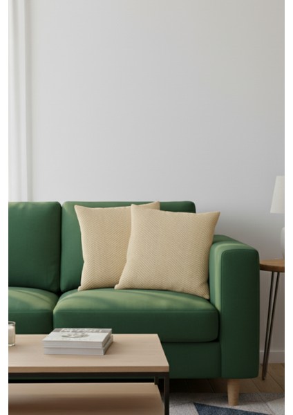 Sarı Pamuklu Dekoratif Kırlent Kılıfı 43X43 2 Adet