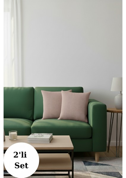 Kahverengi Pamuklu Dekoratif Kırlent Kılıfı 43X43 2 Adet