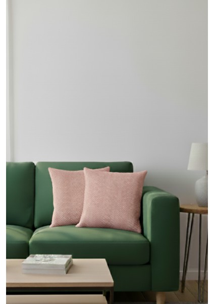 Toz Pembe Pamuklu Dekoratif Kırlent Kılıfı 43X43 2 Adet