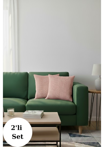 Toz Pembe Pamuklu Dekoratif Kırlent Kılıfı 43X43 2 Adet fiyatları
