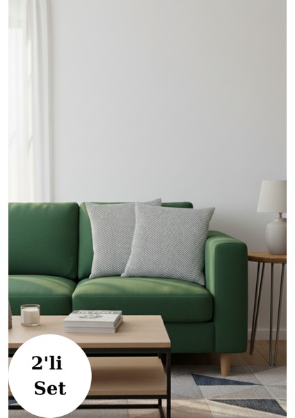 Gri Pamuklu Dekoratif Kırlent Kılıfı 43X43 2 Adet