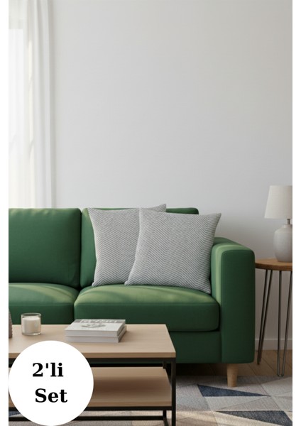 Gri Pamuklu Dekoratif Kırlent Kılıfı 43X43 2 Adet modelleri