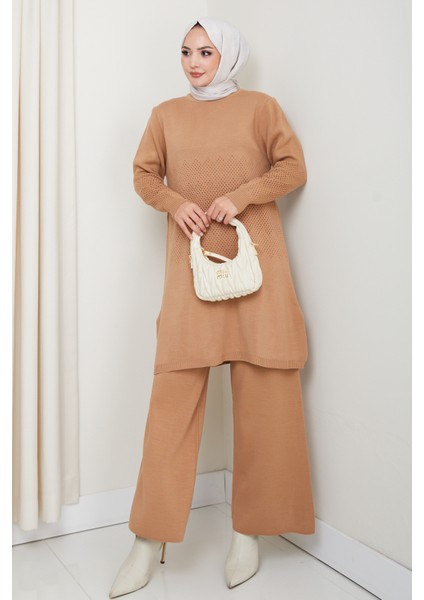 Takım Sim Detaylı Triko Pantolonlu Tunik modelleri