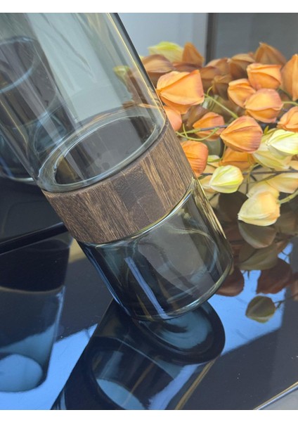 Ahşap Detaylı Cam Vazo 30/12 Cm fiyatları