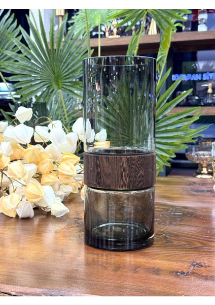 Ahşap Detaylı Cam Vazo 30/12 Cm fırsatları