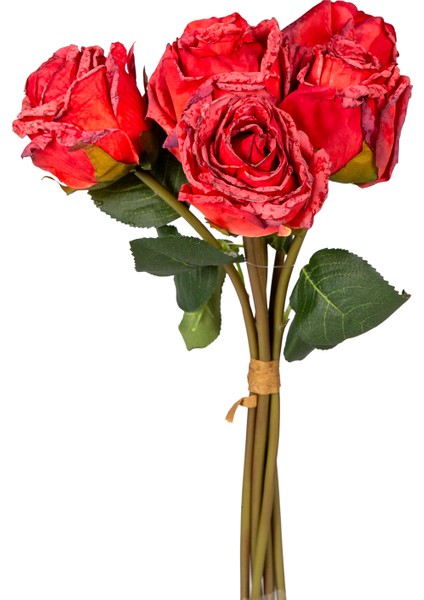 Yapay Gül Demet 6 Çiçekli Kırmızı 32 Cm.