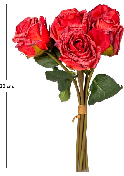 Yapay Gül Demet 6 Çiçekli Kırmızı 32 Cm. modelleri