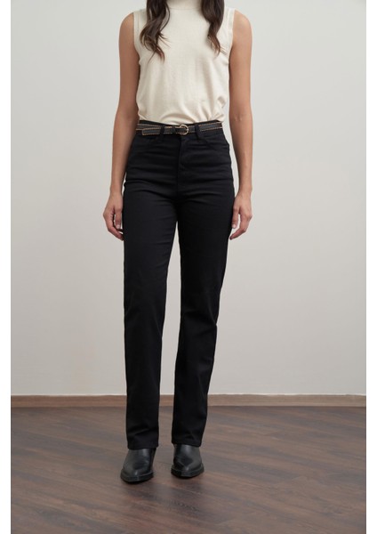 Siyah-Boru Paça Gabardin Pantolon fırsatları