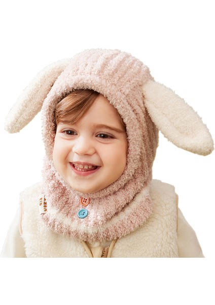 Bebek Çocuk Kış Şapkası Sıcak Tutmalı Erkek/kız Örgü Rüzgar Geçirmez Kulak Koruyuculu Tek Parça Şapka (Yurt Dışından)